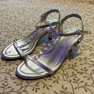 Silver slipper high heels